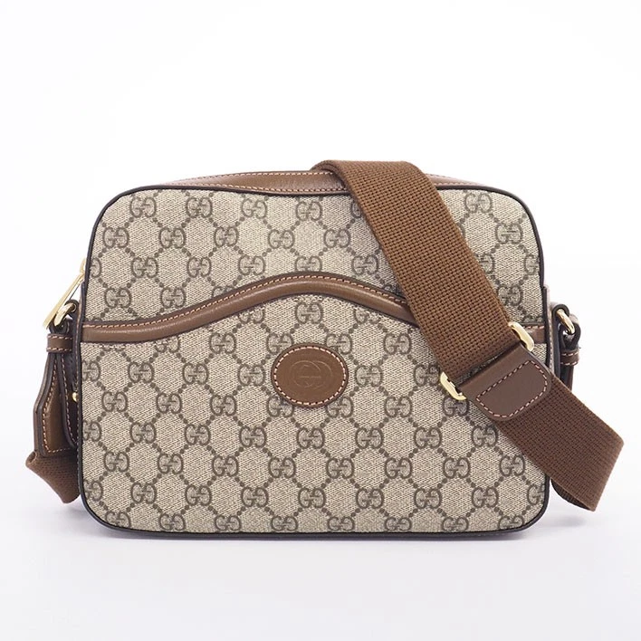 Sac bandoulière Gucci Interlocking G GG Supreme matériel doré unisexe occasion