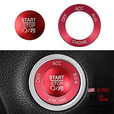 Aluminum Alloy Push Start Stop Button Cover Trim for 2015-2021 Challenger Red