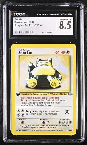 CGC 8.5 Snorlax 1999 Jungle 1st Edition 27/64 Pokemon Card