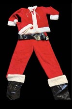 Vintage Santa Clause Red Suit w/Faux Fur Trim No Beard Adult Size Small