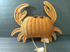 Tommy Bahama Wicker Crab Bag Crossbody Purse Removable Chain Strap Adorable NWT