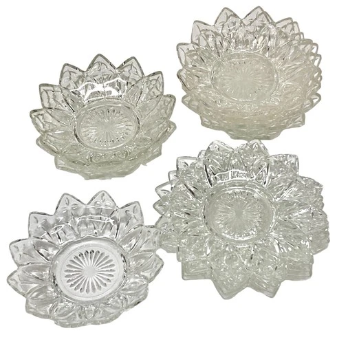 14 Pieces Vintage Glass Star Bowls and Dessert Plates