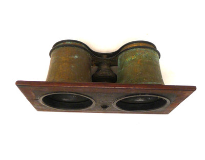 Vintage Antique Brass & Wood  Eye Piece for Stereoviewer Stereoscope for Parts