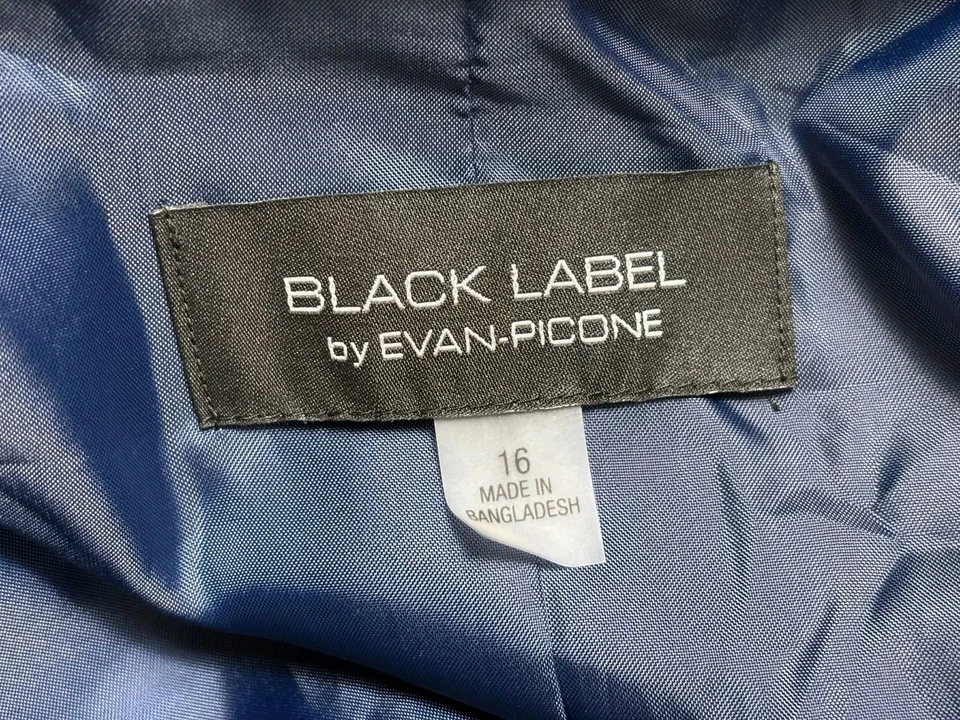 Evan Picone Black Label Open Front Blazer Jacket Womens 16 Blue Lined Career - Image 3 of 4