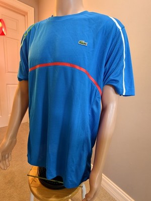 NWT Lacoste Sports Men's Ultra Dry Crewneck polyester T-Shirt, Blue, size 6/XL