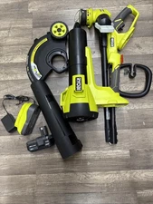 RYOBI ONE+ 18V String Trimmer/Edger&Jet Fan Blower Kit w/4.0Ah Battery&Charger