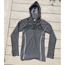Athleta Twist Half Zip Hoodie Black/Gray Running Jacket Athleisure Size Medium