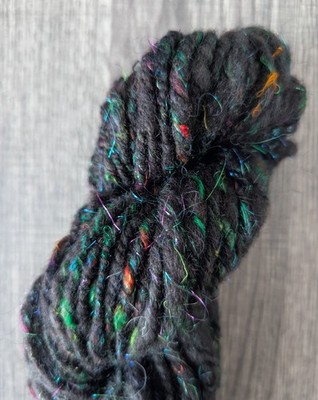 Hand spun art yarn textured bulky Cauldron Saori weave knit crochet felt craft
