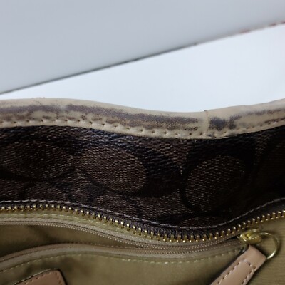 Coach Signature F28365 Contrast Trim Tote Purse Shoulder Handbag