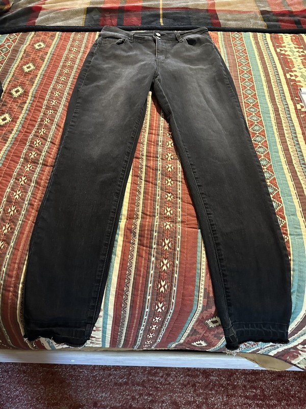 Niubia Women’s Dark Gray/Faded Black Skinny Stretch Frayed Hem Denim Jeans SZ 10