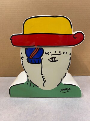 VINTAGE 1989 PETER MAX ZERO MAN CERAMIC POTTERY COOKIE JAR Japan Warhol style 