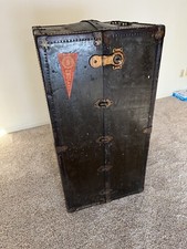 Early 1900's / Late 1800&rsquo;s Corbin Wardrobe Steamer Trunk Cushion Top Train Ship