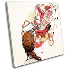 Girls Thoughts Fashion SINGLE CANVAS WALL ART Picture Print VA