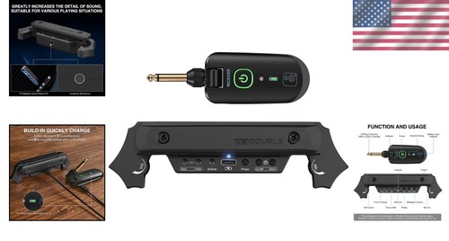 Rechargeable Wireless Acoustic Guitar Pickup with Dual Soundhole System - Black - Picture 2 of 10