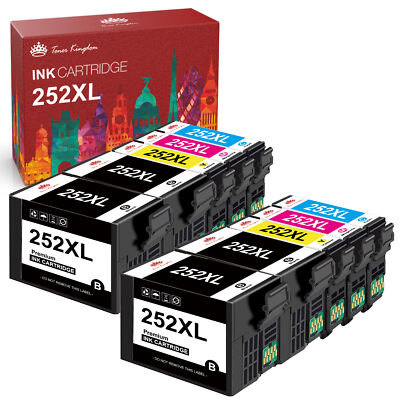10Pk T252XL 252 XL 252XL Ink Cartridges Fit For Epson WorkForce WF-3640 WF-7610