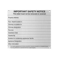 Data Plate for Wood burning, Multi fuel, Stoves and Flue Systems 
