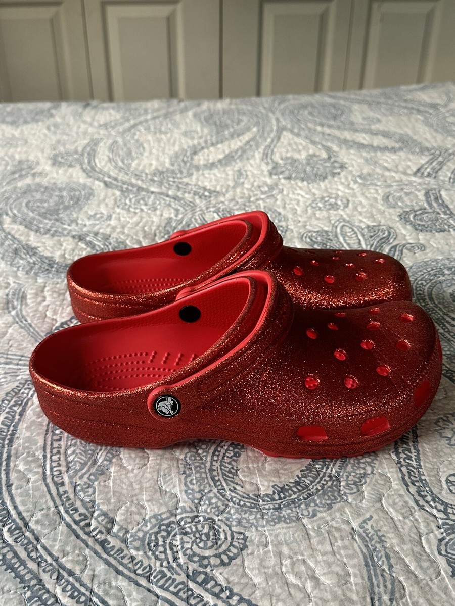 Crocs Classic Clogs Red Glitter Unisex Size Men's 9/Womans 11 | eBay