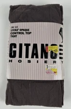 Vintage 90s Gitano Hosiery Opaque Tights Slate Gray One Size Control Top 1992