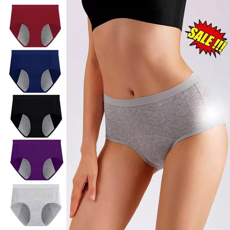 5 Pack Ladies Girls Period Pants Leak Proof Menstrual Underwear Briefs Plus  Size