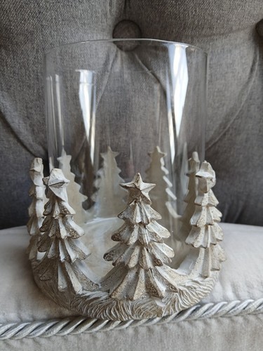 Gorgeous Natural Nordic Forest Glass Hurricane Lantern/Pillar Candle/Holder New - Picture 4 of 6