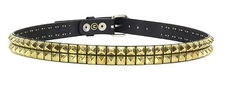 2 Row Brass Gold Pyramid Stud Leather Belt Punk, Metal,Thrash,Rock Sid Vicious