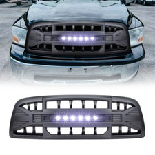 Fits 09-12 Dodge Ram 1500 Matte Black Front Armor Grille Wled Off-road Lights