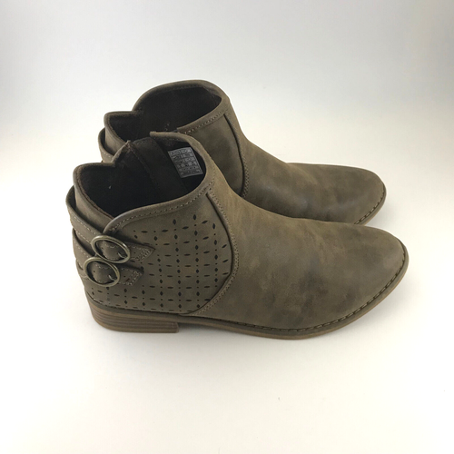 Womens Rocket Dog Ankle Boots Size 8 Brown Low Heel Straps Buckles EUC