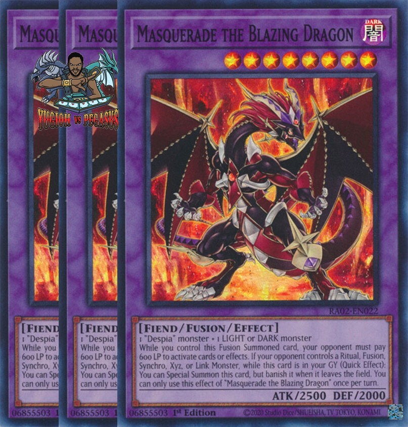 Yugioh! 3x Masquerade the Blazing Dragon RA02-EN022 Ultra Rare 1st Ed NM