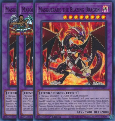 Yugioh! 3x Masquerade the Blazing Dragon RA02-EN022 Ultra Rare 1st Ed NM