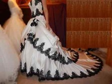 Vintage Wedding Dress Gothic Black And White Bridal Gowns Back Lace Up Corset