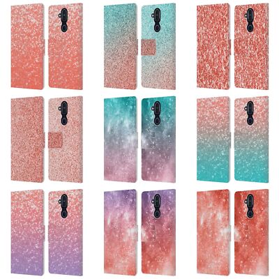 OFFICIAL PLDESIGN SPARKLY CORAL LEATHER BOOK WALLET CASE COVER FOR NOKIA PHONES