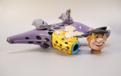 1962 Linemar Flintstone Wind-Up Tin Toy Fred on Dino Hanna Barbera Working box - Picture 5 of 6