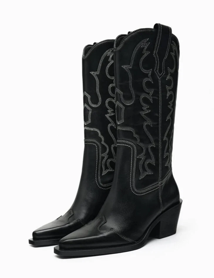Zara cowboy top boots uk