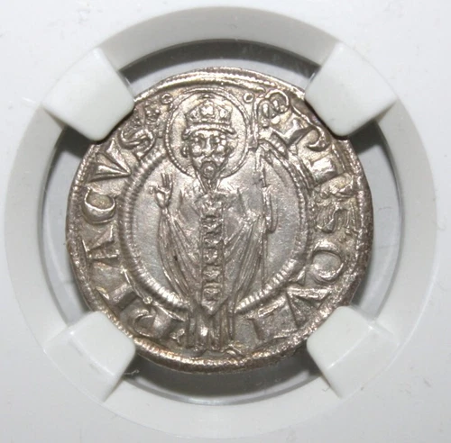S11 - Italy - Ancona Grosso Circa 1300 NGC AU-58 Almost Uncirculated Silver Coin