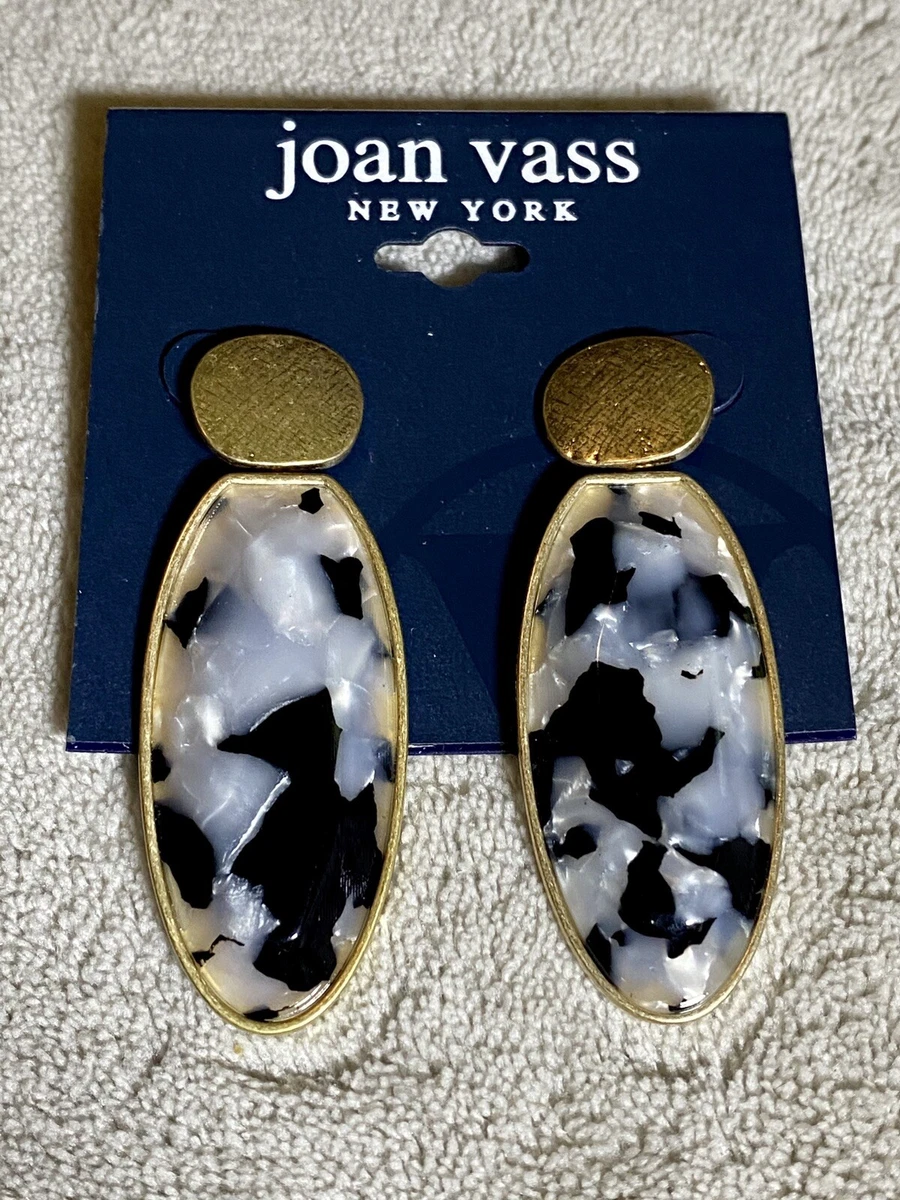 Joan Vass Resin Oval Drop Earrings New