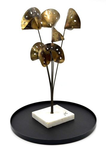 1974 Artist SIGNED Vintage BRUTALIST Metal FLOWER Sculpture JERE Style MCM Brass - Picture 4 of 8