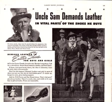 Poll Parrot Shoes St. Louis Uncle Sam Demands Leather Kids Vintage Print Ad 1941