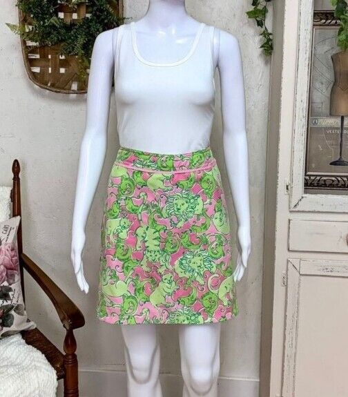 Vintage Lilly Pulitzer Fried Catfish Skort Skirt Size Small Lions Fish Tigers