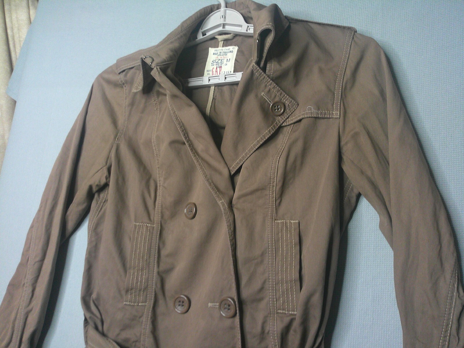 Gap Double Breasted Jacket Womens Medium Tan Belt… - image 5