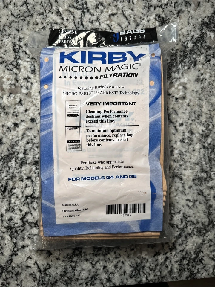 KIRBY VACUUM CLEANER BAGS G4 G5 MICRON MAGIC 197394 (15 Total Bags) - Image 2 of 4