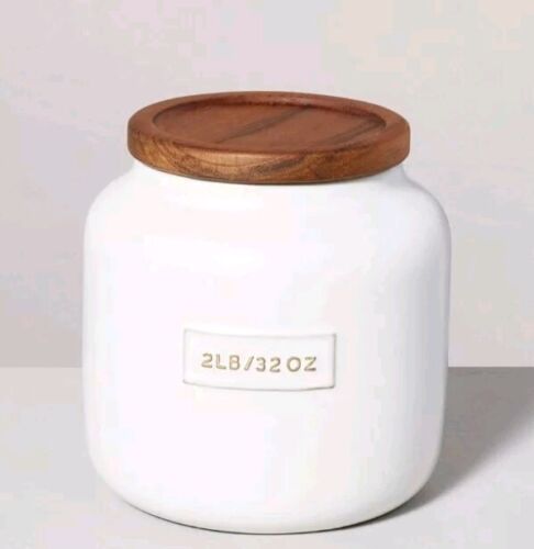 32oz Dry Goods Stoneware Canister Wood Lid Hearth and Hand Magnolia NEW