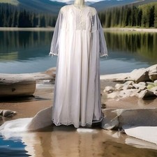 Vintage Mistee 50s Rare Unique Lace Chiffon Lingerie Dress Nightgown Robe Set M