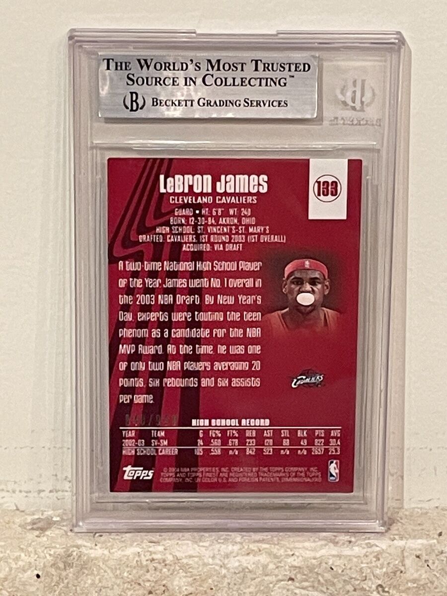 2003 2004 LEBRON JAMES TOPPS FINEST ROOKIE #133 BGS 9 MINT /999