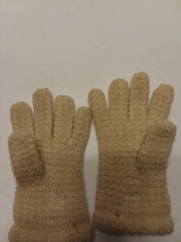 Vintage Children Toddler  Knit Gloves with Beads Estate Find - Image 2 of 4