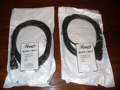 LOT of TWO ( 2 ) Computer Power Supply TWELVE (12')  Foot Extension cord/cable