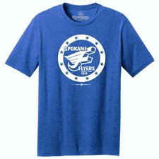 Spokane Flyers 1975 Hockey TRI-BLEND Royal Heather Tee Shirt - Spokane Chiefs
