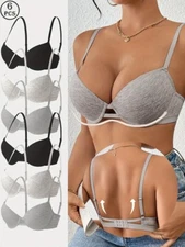 6-Pack High Support Push Up Bralette with Removable Non-Detachable Cups