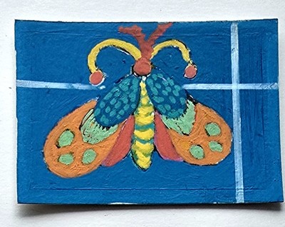 Original ACEO Moth Insect Arthropod Nocturnal Dulce Maria Rico''AURA''