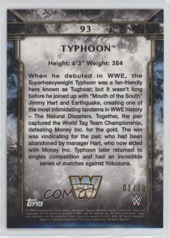 2017 Topps Legends of the WWE Gold /10 Typhoon #93 - Image 2 of 2