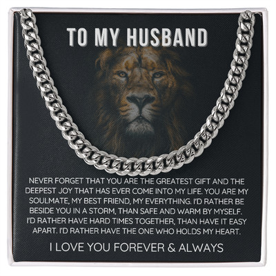 To My Husband Cuban Link Necklace Message anniversary birthday gift for him